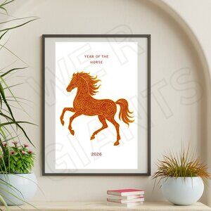 Beautiful Golden Horse- 2026 Year of the Horse 11x17 Art Print